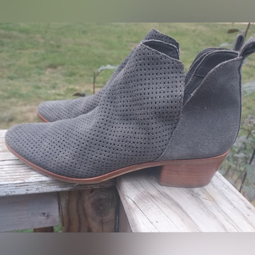 Dolce Vita Gray Suede Perforated Ankle Booties